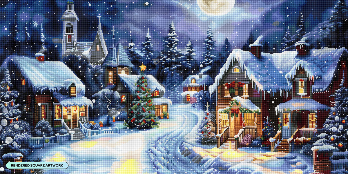 Diamond Painting Christmas Village 51.2" x 25.6" (129.9cm x 65cm) / Square with 58 Colors including 2 ABs and 4 Fairy Dust Diamonds / 136,242
