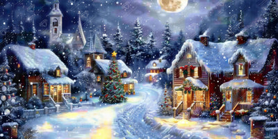 Diamond Painting Christmas Village 51.2" x 25.6" (129.9cm x 65cm) / Square with 58 Colors including 2 ABs and 4 Fairy Dust Diamonds / 136,242