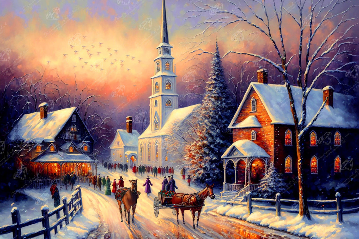 Diamond Painting Christmas Village 33" x 22" (83.7cm x 55.8cm) / Square with 52 Colors including 2 ABs and 2 Fairy Dust Diamonds / 75,264