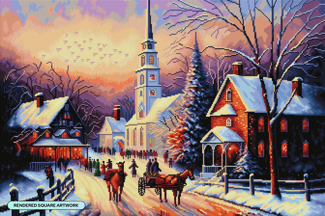 Diamond Painting Christmas Village 33" x 22" (83.7cm x 55.8cm) / Square with 52 Colors including 2 ABs and 2 Fairy Dust Diamonds / 75,264