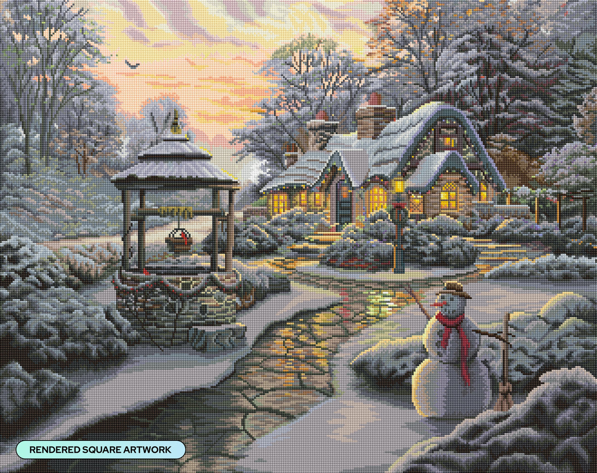 Diamond Painting Christmas Wish Cottage 32.3" x 25.6" (81.9cm x 65cm) / Square With 58 Colors Including 4 ABs and 2 Fairy Dust Diamonds / 85,869