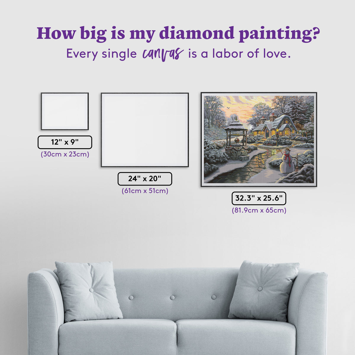 Diamond Painting Christmas Wish Cottage 32.3" x 25.6" (81.9cm x 65cm) / Square With 58 Colors Including 4 ABs and 2 Fairy Dust Diamonds / 85,869