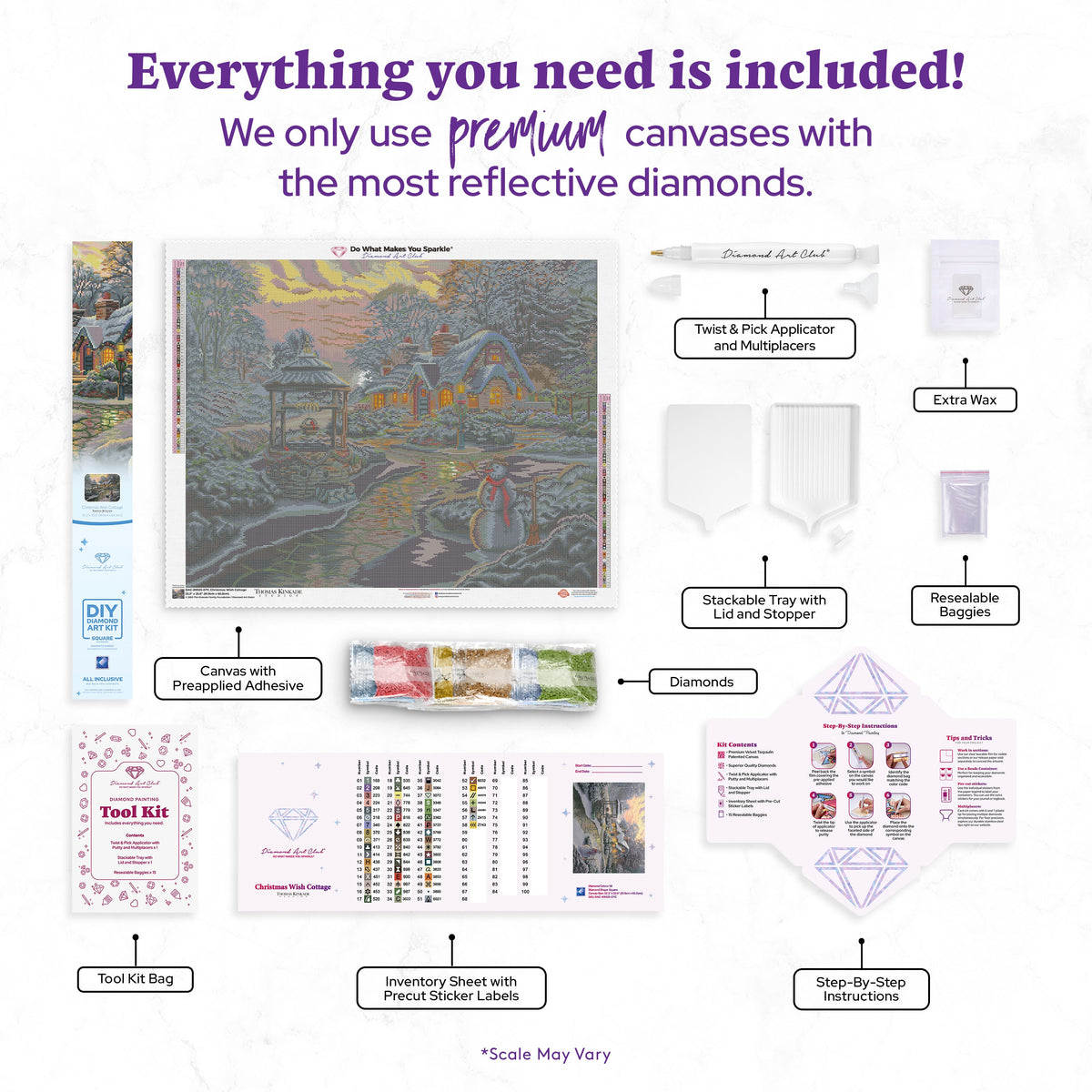 Diamond Painting Christmas Wish Cottage 32.3" x 25.6" (81.9cm x 65cm) / Square With 58 Colors Including 4 ABs and 2 Fairy Dust Diamonds / 85,869