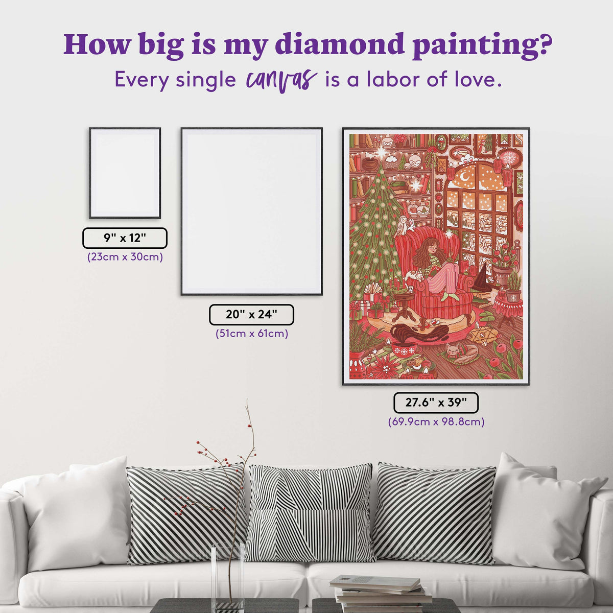 Diamond Painting Christmas Witch 27.6" x 39" (69.9cm x 98.8cm) / Square with 35 Colors including 3 ABs and 1 Special Diamond and 5 Fairy Dust Diamonds / 111,557