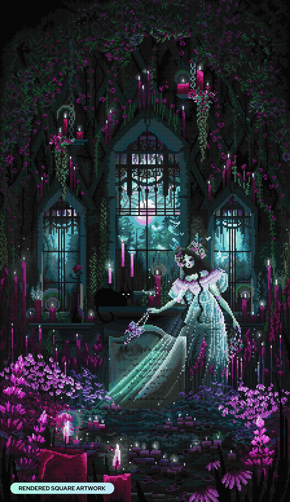 Diamond Painting Chrysanthemum's Crypt 22" x 38" (55.8cm x 96.6cm) / Square with 45 Colors including 2 ABs and 1 Frosted Diamond and 4 Fairy Dust Diamonds / 86,912