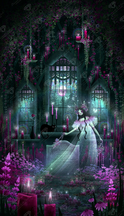 Diamond Painting Chrysanthemum's Crypt 22" x 38" (55.8cm x 96.6cm) / Square with 45 Colors including 2 ABs and 1 Frosted Diamond and 4 Fairy Dust Diamonds / 86,912