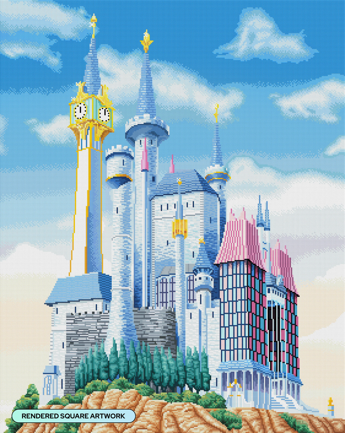 Diamond Painting Cinderella's Castle 27.6" x 34.7" (69.9cm x 87.9cm) / Square with 66 Colors including 2 ABs and 3 Fairy Dust Diamonds / 99,193