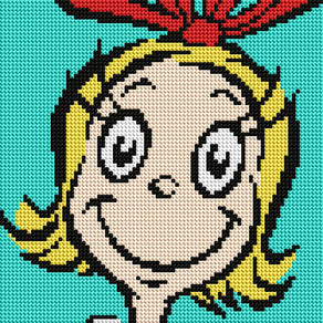 Diamond Painting Cindy Lou Who 9" x 9" (22.8cm x 22.8cm) / Round with 6 Colors including 2 Fairy Dust Diamonds / 6,889