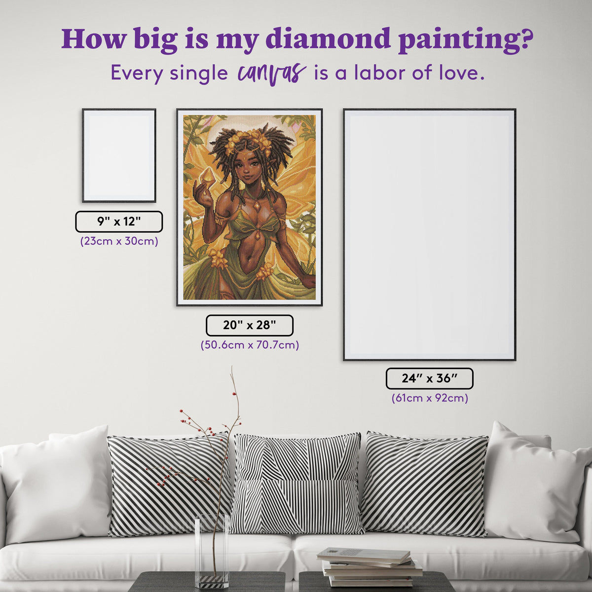 Diamond Painting Citrine 20" x 28" (50.6cm x 70.7cm) / Round With 39 Colors Including 1 Iridescent Diamond and 3 Fairy Dust Diamonds / 47,288