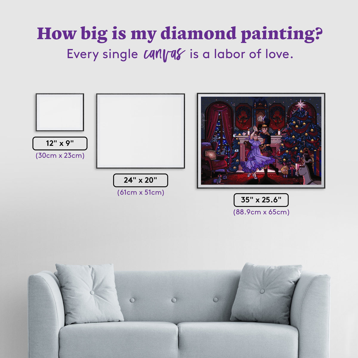 Diamond Painting Clara and the Nutcracker 35" x 25.6" (88.9cm x 65cm) / Square with 66 Colors including 2 ABs and 5 Fairy Dust Diamonds / 93,177