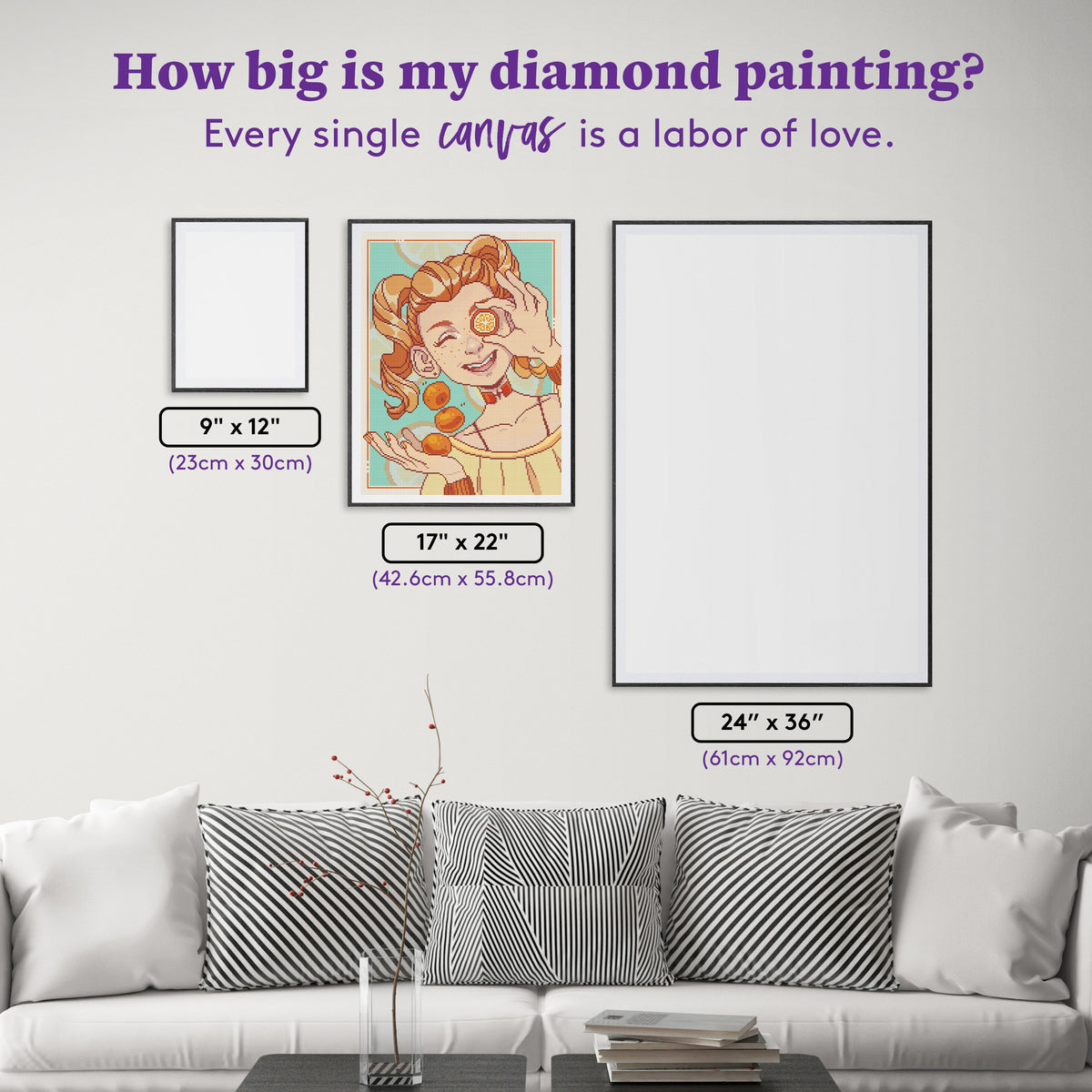 Diamond Painting Clementine 17" x 22" (42.6cm x 55.8cm) / Round With 23 Colors Including 3 ABs / 30,248