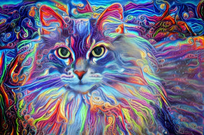 Diamond Painting Cleo the Colorful Long Hair Cat 38.6" x 25.6" (65cm x 98cm) / Square with 60 Colors including 5 ABs and 2 Fairy Dust Diamonds / 102,573