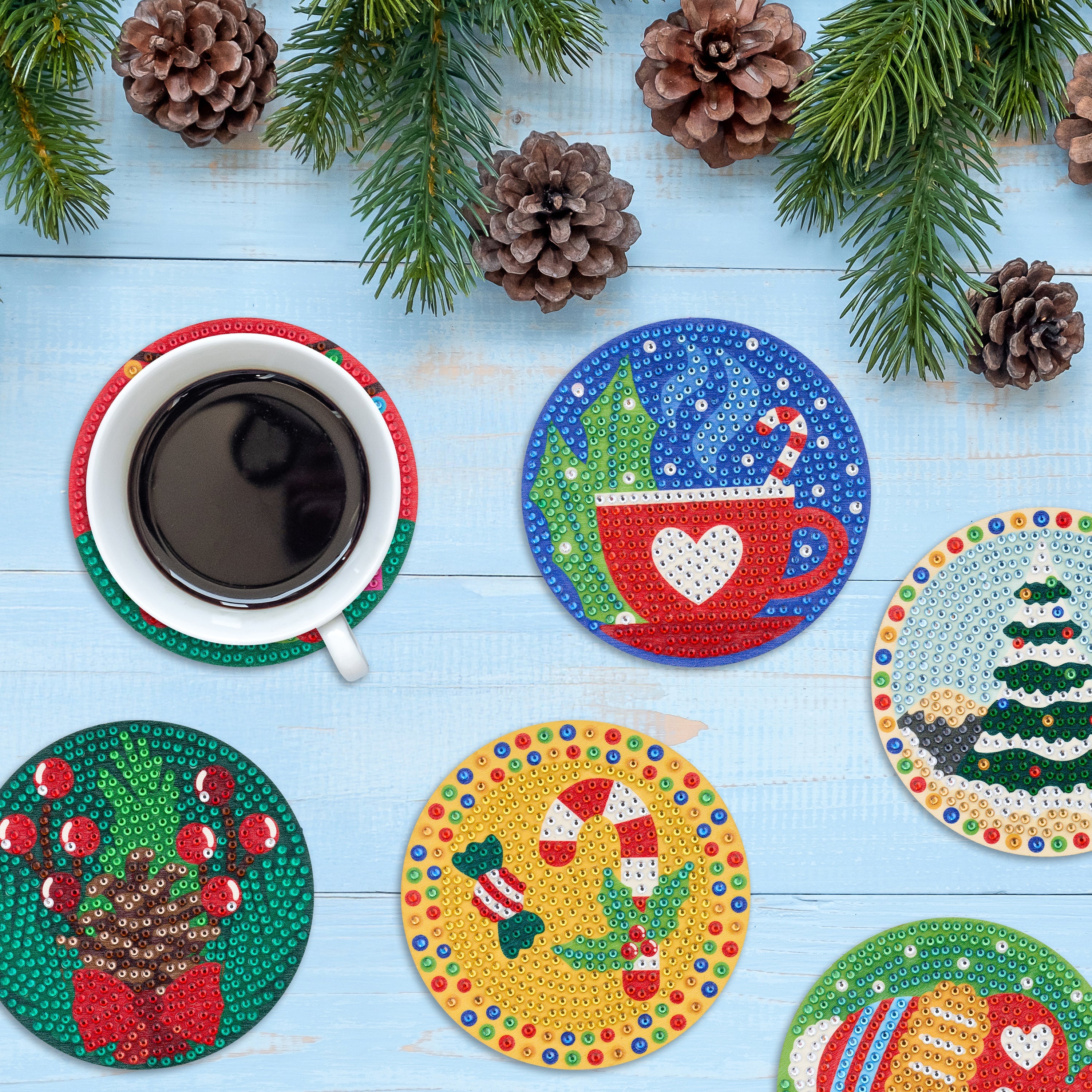 ☆moka様☆ダイヤモンドアートクラブ Merry and Bright DAC Coasters - Christmas Merry & Bright – Diamond Art Club