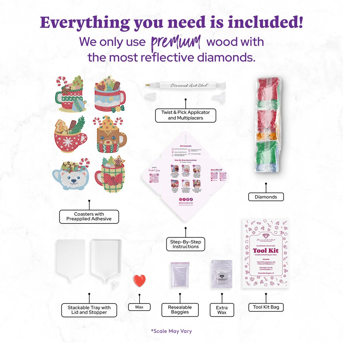 Diamond Painting Coasters - Christmas Winter Delight 4" x 4" (10cm x 10cm) / Round with 0 Colors including 0 AB and 0 Iridescent Diamonds / 0