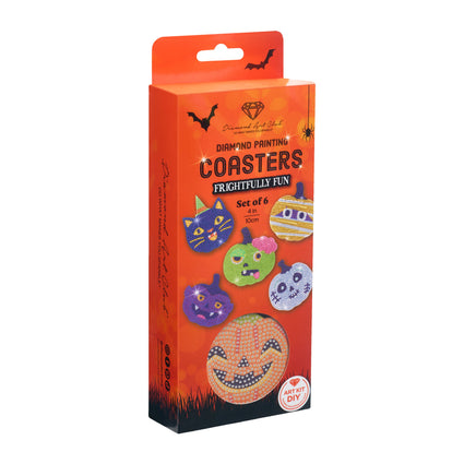 Diamond Painting Coasters - Frightfully Fun 4" x 4" (10cm x 10cm) / Round with 12 Colors including 12 Iridescent Diamonds / 4,596