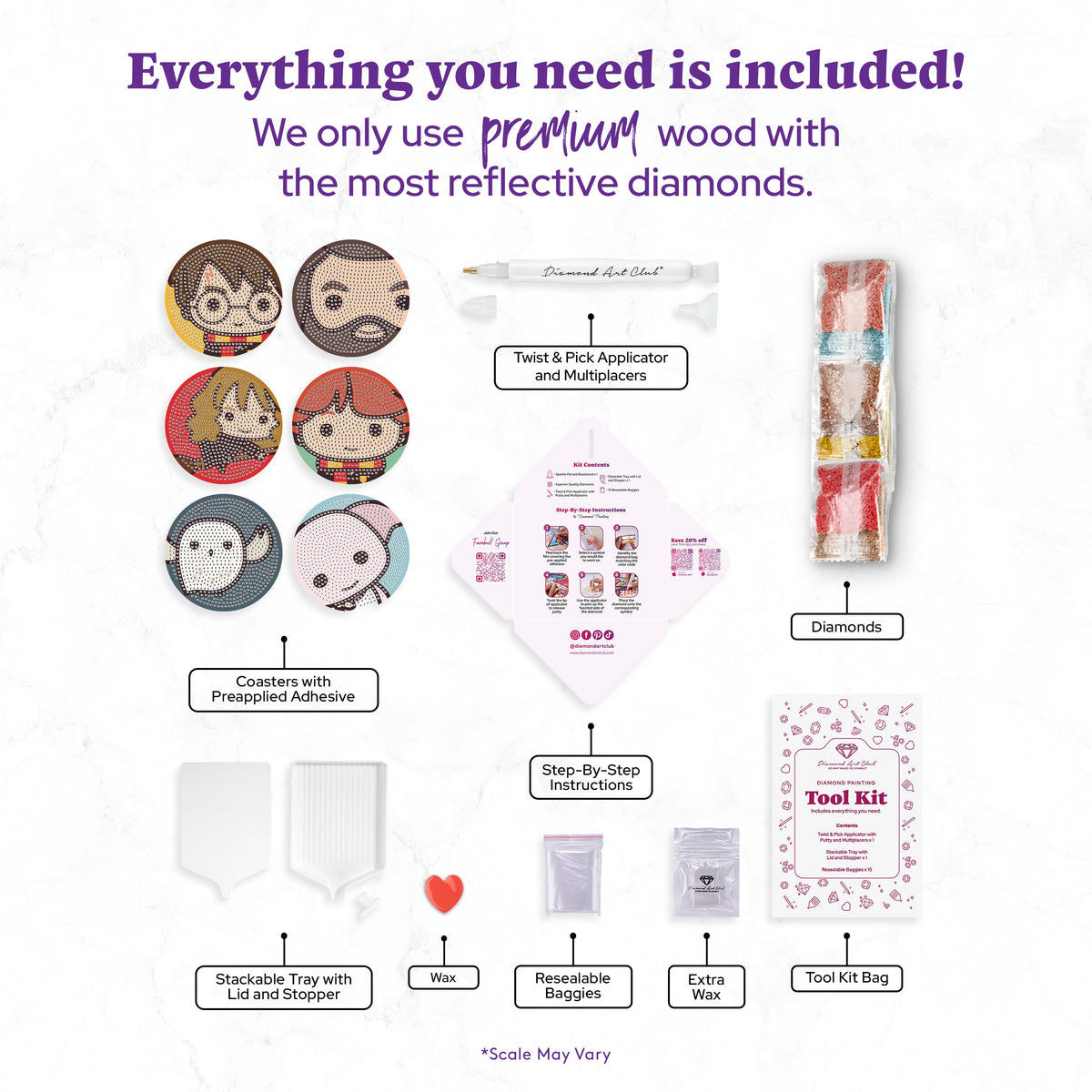 Diamond Painting Coasters - HP 4" x 4" (10cm x 10cm) / Round With 17 Colors including 17 Iridescent Diamonds / 4,307