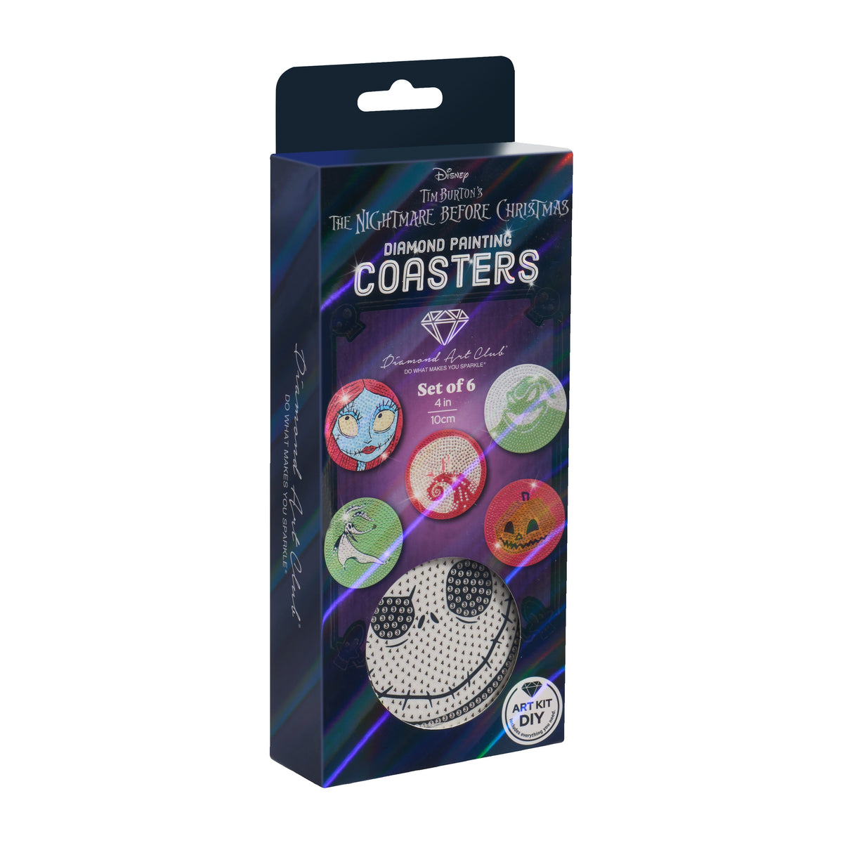 Diamond Painting Coasters - NBC 4" x 4" (10cm x 10cm) / Round with 11 Colors including 11 Iridescent Diamonds / 3,590