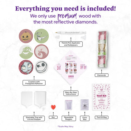 Diamond Painting Coasters - NBC 4" x 4" (10cm x 10cm) / Round with 11 Colors including 11 Iridescent Diamonds / 3,590