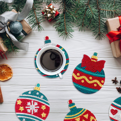 Diamond Painting Coasters - Season of Love 4" x 4" (10cm x 10cm) / Round with 7 Colors including 7 Iridescent Diamonds / 2,912