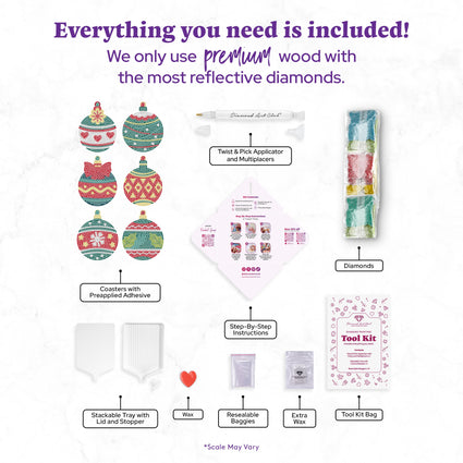 Diamond Painting Coasters - Season of Love 4" x 4" (10cm x 10cm) / Round with 7 Colors including 7 Iridescent Diamonds / 2,912