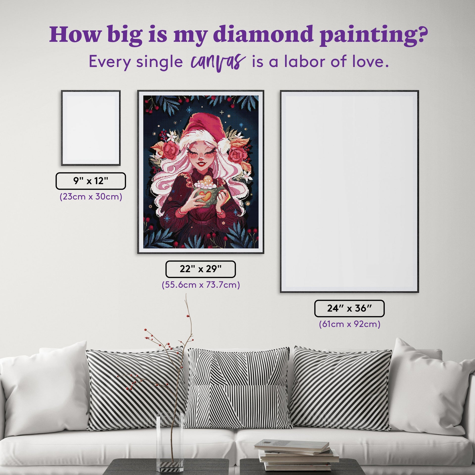 Diamond Painting Cocoa Comfort 22" x 29" (55.6cm x 73.7cm) / Round with 52 Colors including 2 ABs and 3 Fairy Dust Diamonds / 54,136