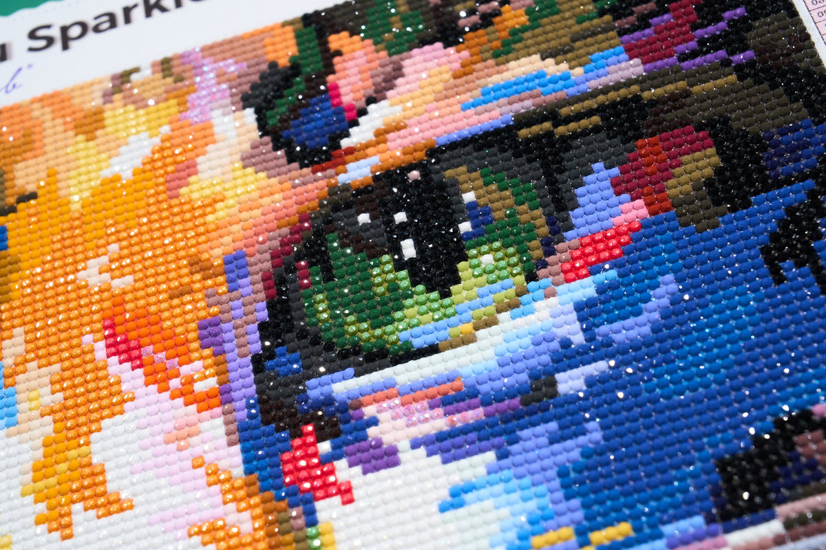 Diamond Painting Colorful Cat’s Gaze 20" x 13" (50.6cm x 33cm) / Round with 75 Colors including 1 AB and 6 Fairy Dust Diamonds / 22,080