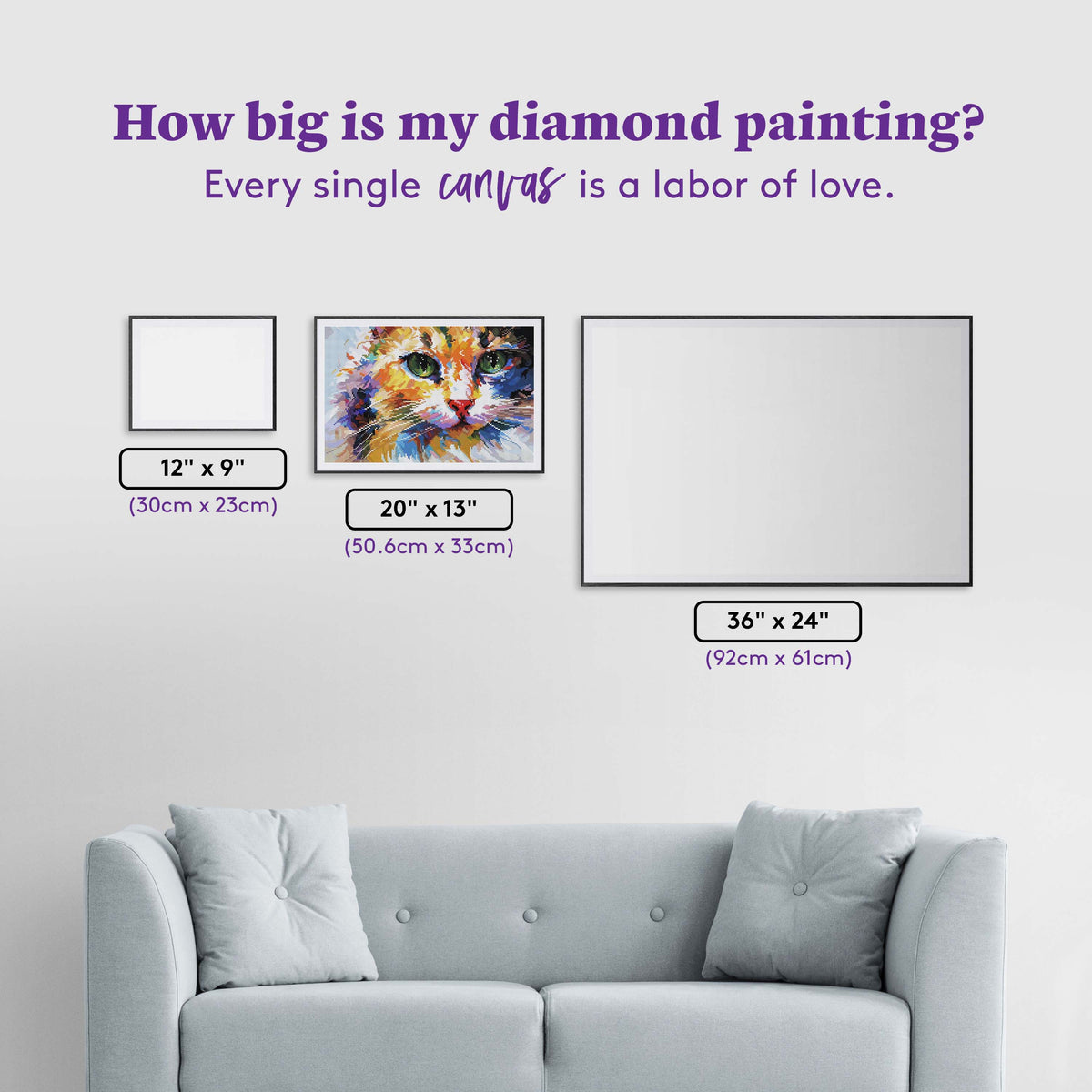Diamond Painting Colorful Cat’s Gaze 20" x 13" (50.6cm x 33cm) / Round with 75 Colors including 1 AB and 6 Fairy Dust Diamonds / 22,080