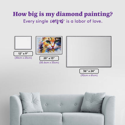 Diamond Painting Colorful Cat’s Gaze 20" x 13" (50.6cm x 33cm) / Round with 75 Colors including 1 AB and 6 Fairy Dust Diamonds / 22,080