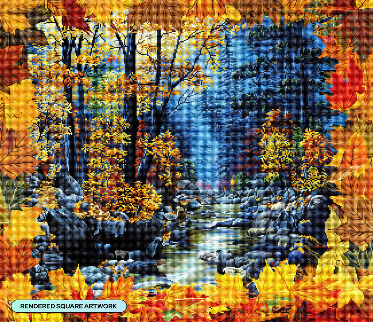 Diamond Painting Colors of Oak Creek 31.9" x 27.6" (80.9cm x 69.9cm) / Square with 71 Colors including 2 ABs and 3 Fairy Dust Diamonds / 91,325