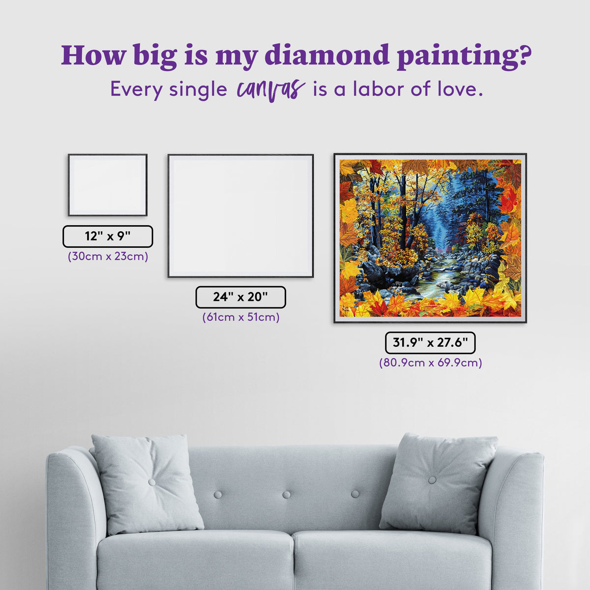 Diamond Painting Colors of Oak Creek 31.9" x 27.6" (80.9cm x 69.9cm) / Square with 71 Colors including 2 ABs and 3 Fairy Dust Diamonds / 91,325