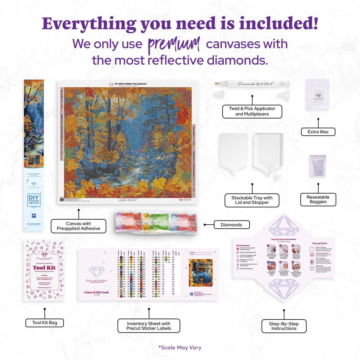 Diamond Painting Colors of Oak Creek 31.9" x 27.6" (80.9cm x 69.9cm) / Square with 71 Colors including 2 ABs and 3 Fairy Dust Diamonds / 91,325