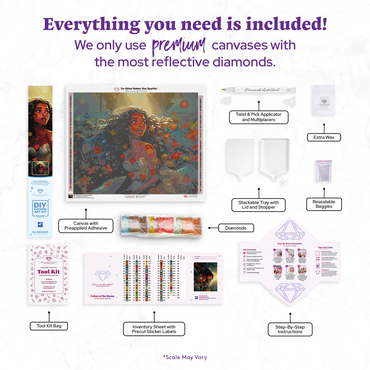 Diamond Painting Colors of the Bayou 27" x 22" (68.7cm x 55.8cm) / Square with 83 Colors including 1 AB and 4 Fairy Dust Diamonds / 61,824