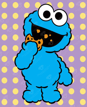 Diamond Painting Cookie Monster™ 9" x 11" (22.7cm x 27.7cm) / Round with 6 Colors including 1 AB Diamonds and 1 Glow in the Dark Diamonds / 8,019