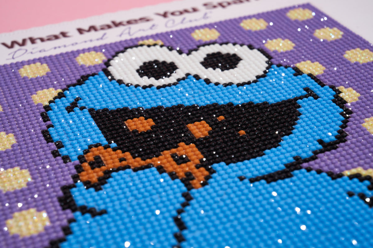 Diamond Painting Cookie Monster™ 9" x 11" (22.7cm x 27.7cm) / Round with 6 Colors including 1 AB Diamonds and 1 Glow in the Dark Diamonds / 8,019