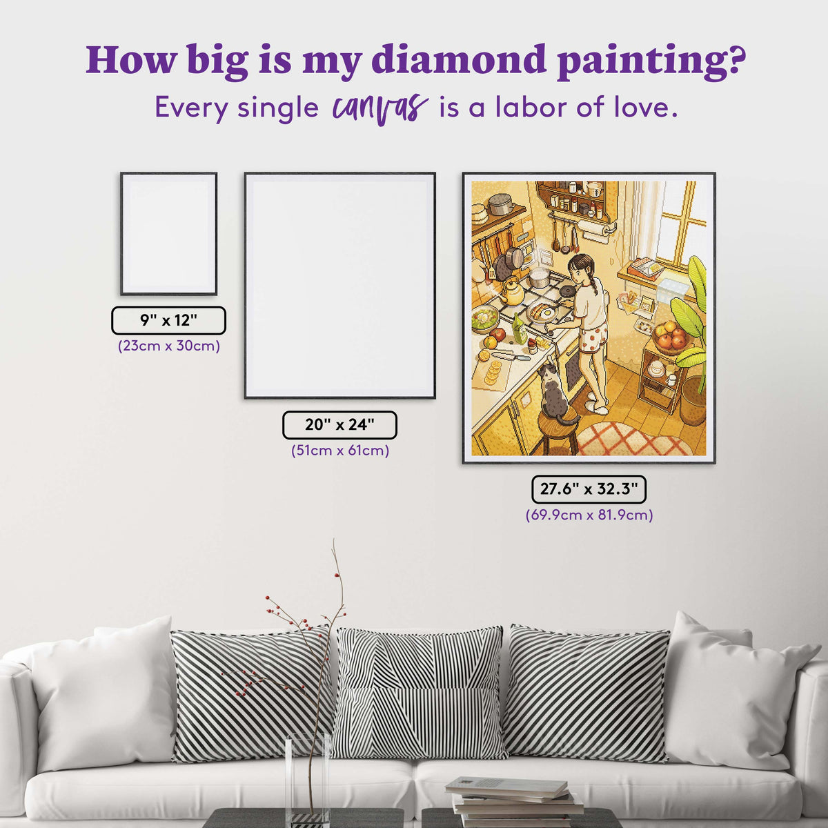 Diamond Painting Cooking Time 27.6" x 32.3" (69.9cm x 81.9cm) / Square With 52 Colors Including 2 ABs and 4 Fairy Dust Diamonds / 92,449