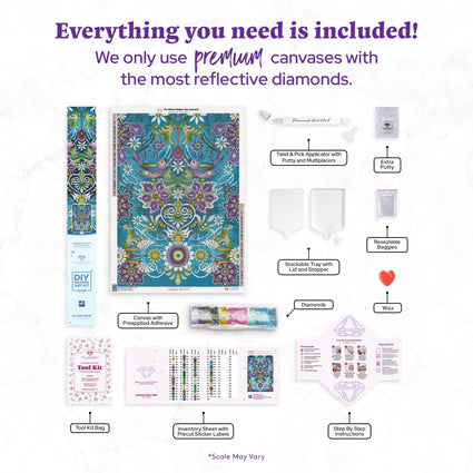 Diamond Painting Copeton Flores Lilac 25.6" x 36.2" (65cm x 92cm) / Square with 67 Colors including 3 ABs and 3 Fairy Dust Diamonds and 1 Special Diamond / 95,405