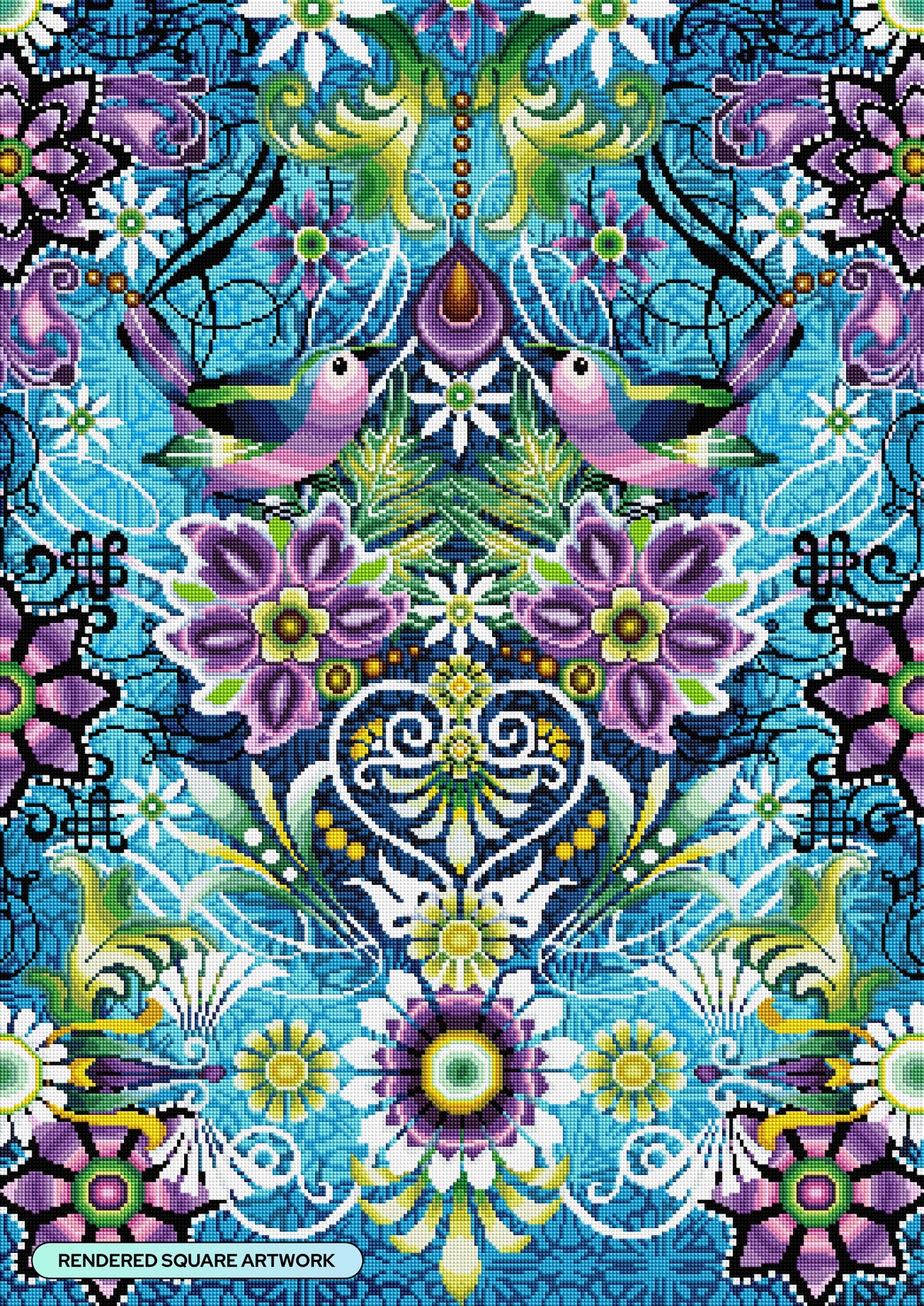 Diamond Painting Copeton Flores Lilac 25.6" x 36.2" (65cm x 92cm) / Square with 67 Colors including 3 ABs and 3 Fairy Dust Diamonds and 1 Special Diamond / 95,405