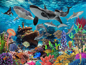 Diamond Painting Coral Ocean 36.2" x 27.6" (91.8cm x 69.9cm) / Square with 86 Colors including 3 ABs and 3 Fairy Dust Diamonds / 103,689