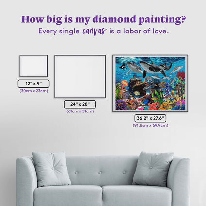 Diamond Painting Coral Ocean 36.2" x 27.6" (91.8cm x 69.9cm) / Square with 86 Colors including 3 ABs and 3 Fairy Dust Diamonds / 103,689