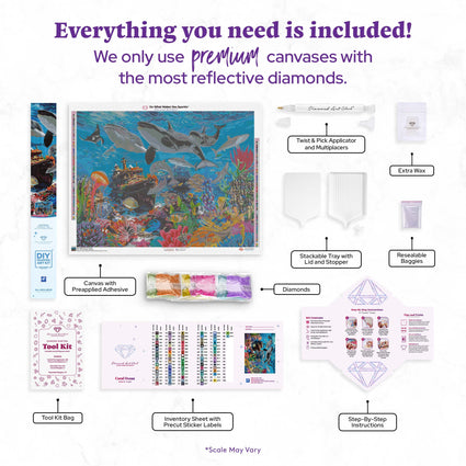 Diamond Painting Coral Ocean 36.2" x 27.6" (91.8cm x 69.9cm) / Square with 86 Colors including 3 ABs and 3 Fairy Dust Diamonds / 103,689