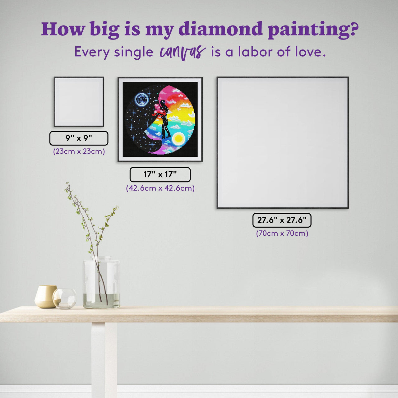 Diamond Painting Cosmic Dance 17" x 17" (42.6cm x 42.6cm) / Round with 37 Colors including 4 ABs and 1 Fairy Dust Diamonds / 22,697