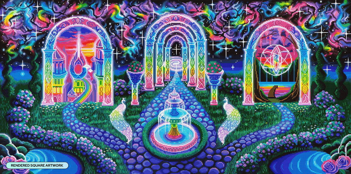 Diamond Painting Cosmic Garden 55.5" x 27.6" (140.9cm x 69.9cm) / Square with 91 Colors including 5 ABs and 3 Fairy Dust Diamonds / 159,046