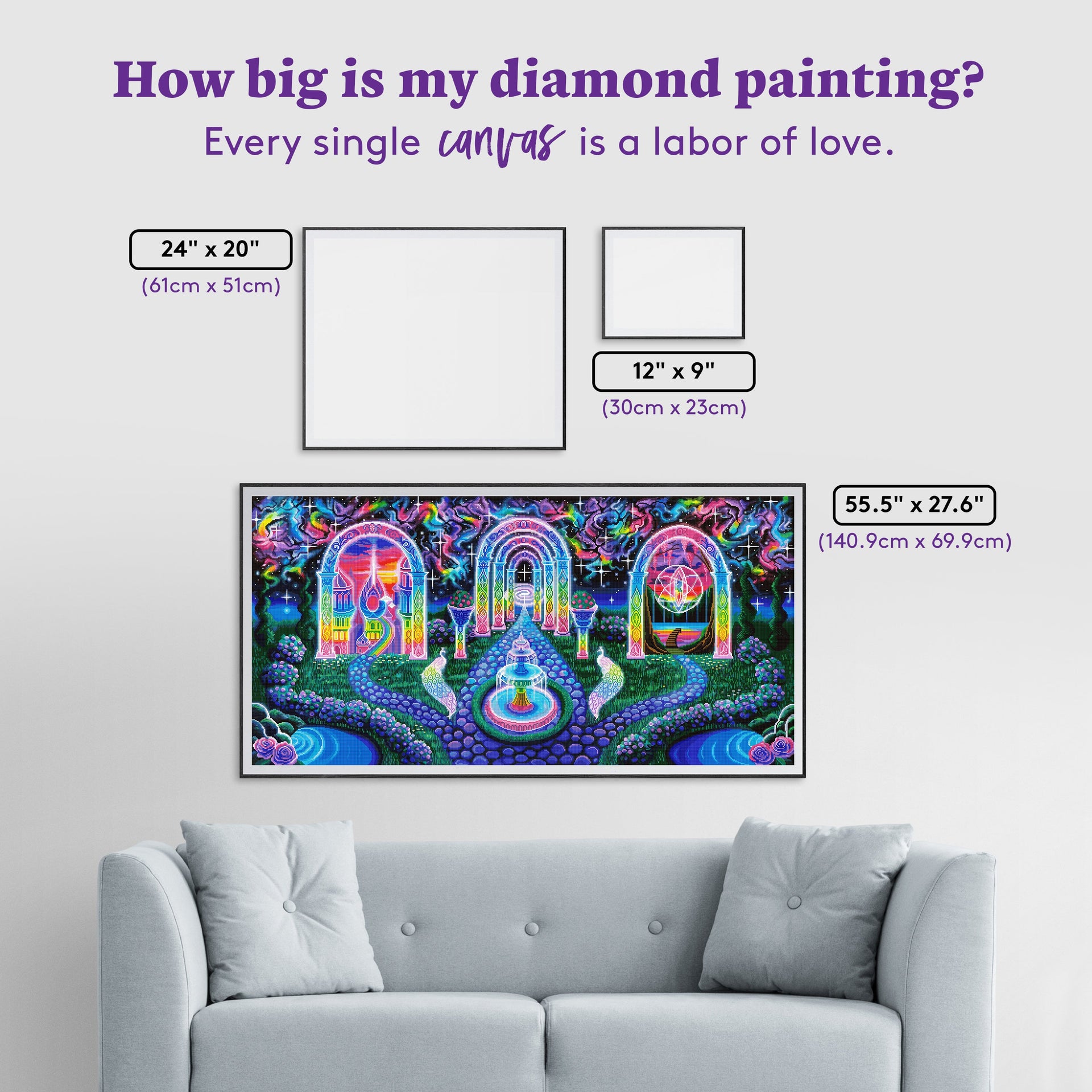Diamond Painting Cosmic Garden 55.5" x 27.6" (140.9cm x 69.9cm) / Square with 91 Colors including 5 ABs and 3 Fairy Dust Diamonds / 159,046
