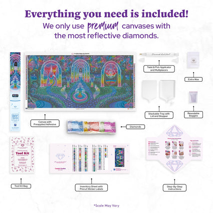 Diamond Painting Cosmic Garden 55.5" x 27.6" (140.9cm x 69.9cm) / Square with 91 Colors including 5 ABs and 3 Fairy Dust Diamonds / 159,046