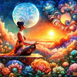 Diamond Painting Cosmic Meditation 27.6" x 27.6" (69.9cm x 69.9cm) / Square with 58 Colors including 2 ABs and 3 Fairy Dust Diamonds / 78,961