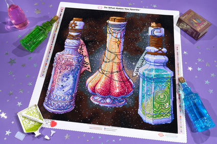Diamond Painting Cosmic Potions 23.6" x 25.1" (60cm x 63.7cm) / Square With 68 Colors Including 6 ABs and 4 Iridescent Diamonds and 2 Fairy Dust Diamonds / 61,696