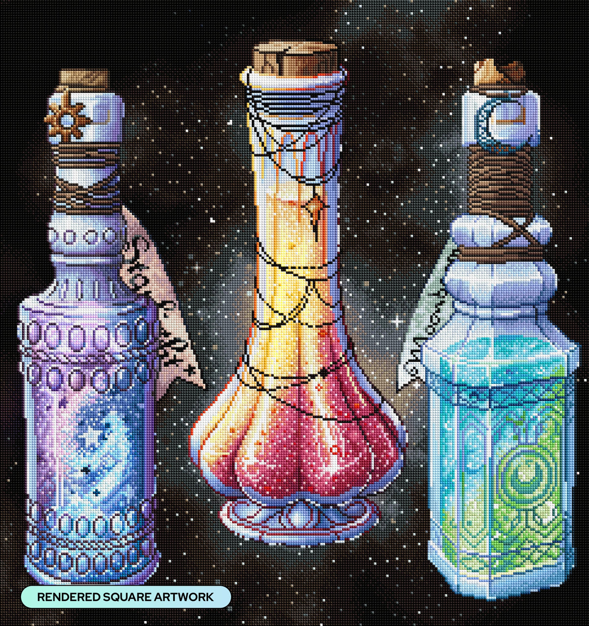 Diamond Painting Cosmic Potions 23.6" x 25.1" (60cm x 63.7cm) / Square With 68 Colors Including 6 ABs and 4 Iridescent Diamonds and 2 Fairy Dust Diamonds / 61,696