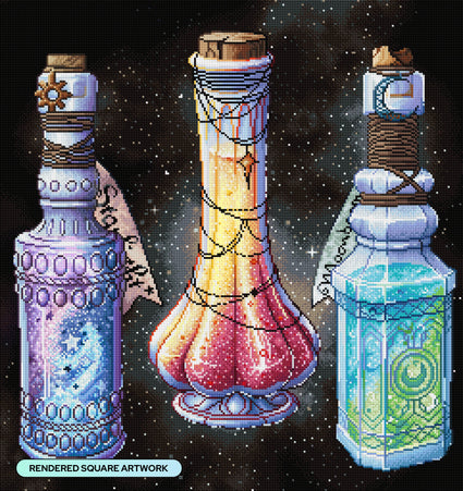 Diamond Painting Cosmic Potions 23.6" x 25.1" (60cm x 63.7cm) / Square With 68 Colors Including 6 ABs and 4 Iridescent Diamonds and 2 Fairy Dust Diamonds / 61,696