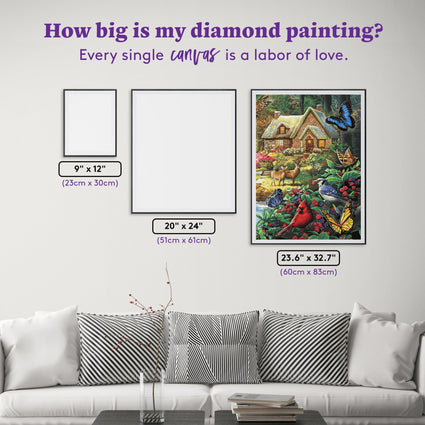 Diamond Painting Cottage in the Woods 23.6" x 32.7" (60cm x 83cm) / Square with 55 Colors including 3 ABs and 2 Fairy Dust Diamonds / 80,253