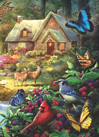 Diamond Painting Cottage in the Woods 23.6" x 32.7" (60cm x 83cm) / Square with 55 Colors including 3 ABs and 2 Fairy Dust Diamonds / 80,253